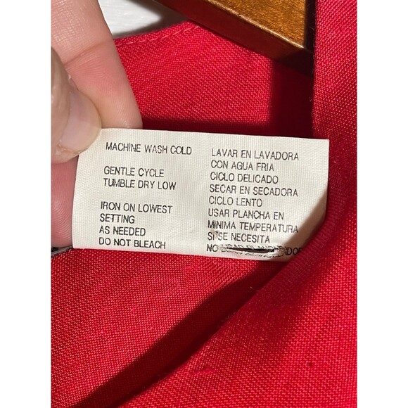 Vintage Jennifer Eden Red Sleeveless Maxi Dress Faux Button Slit High Neck 90s - Picture 12 of 16